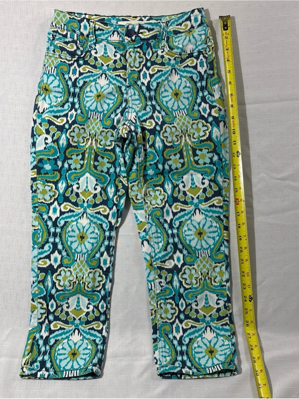 Jones NY Jeans Chelsea Cuffed Capri Teal Boho High-Rise Capri Women’s Size 4